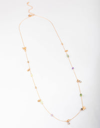 Gold Mixed Charm Long Chain Necklace - link has visual effect only
