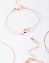 Rose Gold Puffy Heart Bracelet 4-Pack - link has visual effect only