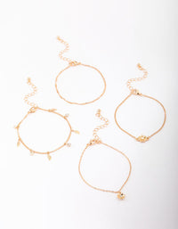 Gold Leaf Charm Bracelet 4-Pack - link has visual effect only