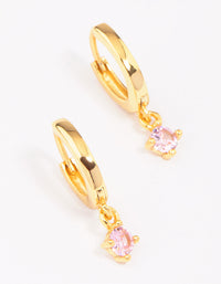 Gold Plated Sterling Silver Cubic Zirconia Charm Hoop Earrings - link has visual effect only