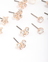 Kids Rose Gold Diamante Butterfly Stud Earring 6-Pack - link has visual effect only