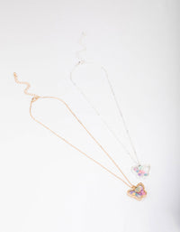 Kids Gold & Silver Butterfly Shaker Pendant Necklace Pack - link has visual effect only