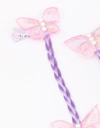 Kids Lilac Faux Hair Extension Butterfly Hair Clip - link has visual effect only