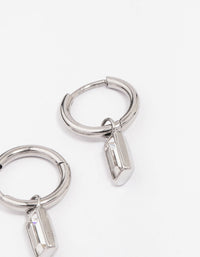 Waterproof Stainless Steel Classic Baguette Huggie Hoop Earrings - link has visual effect only