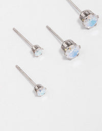 Waterproof Stainless Steel Cubic Zirconia Stud Earring 3-Pack - link has visual effect only