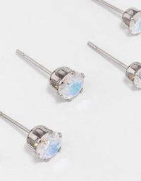 Waterproof Stainless Steel Cubic Zirconia Stud Earring 3-Pack - link has visual effect only