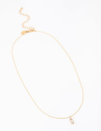 Waterproof Gold Plated Stainless Steel Thin Baguette Round Cubic Zirconia Pendant Necklace - link has visual effect only