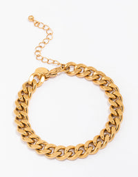 Waterproof Gold Plated Stainless Steel Curb Chain Bracelet - link has visual effect only