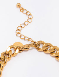 Waterproof Gold Plated Stainless Steel Curb Chain Bracelet - link has visual effect only