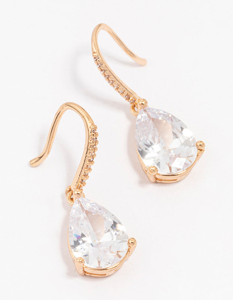 Gold Fine Pear Drop Earrings