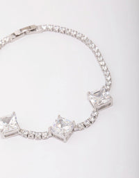 Rhodium Square Cubic Zirconia Bracelet - link has visual effect only