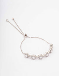 Silver Circular Cubic Zirconia Toggle Bracelet - link has visual effect only