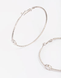 Rhodium Textural Oval Cubic Zirconia Hoop Earrings - link has visual effect only