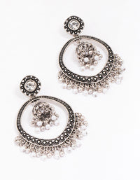 Antique Silver Beaded Ball Drop Earrings - link has visual effect only