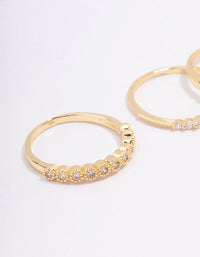 Gold Plated Cubic Zirconia Round Triple Stacking Rings - link has visual effect only