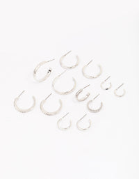 Rhodium Multi Hoop Earring 6-Pack - link has visual effect only