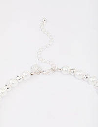 Silver Pearl Heart Chain Necklace - link has visual effect only