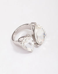 Silver Double Pear Crystal Ring - link has visual effect only