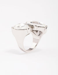 Silver Double Pear Crystal Ring - link has visual effect only