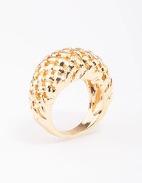 Gold Plated Woven Dome Cocktail Ring - link has visual effect only