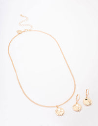 Gold Textured Coin Jewellery Set - link has visual effect only