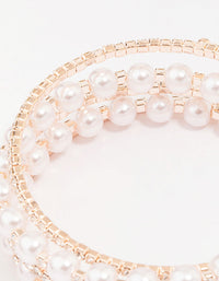 Rose Gold Pearl & Diamante Wrapped Bracelet - link has visual effect only