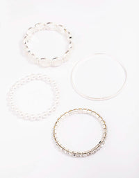 Silver Pearl Stretch Bracelet 5-Pack - link has visual effect only