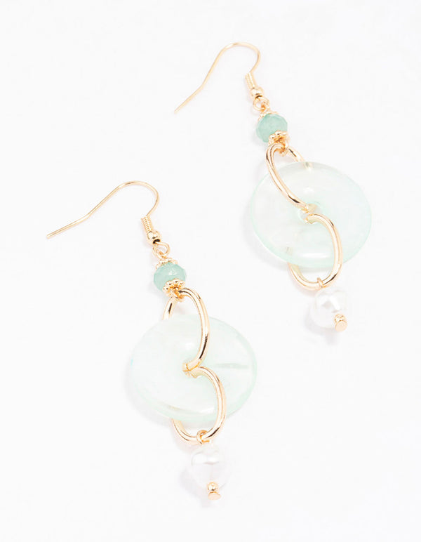 Gold Pearl Doughnut Drop Earrings