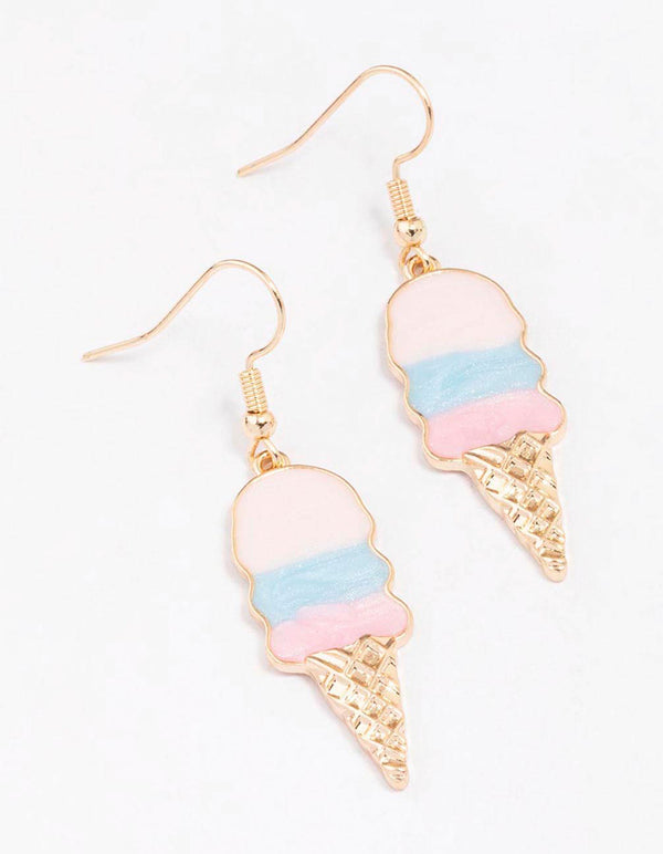 Gold Ice Cream Drop Earrings