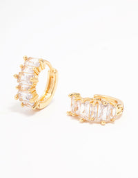 Gold Plated Cubic Zirconia Baguette Hoop Earrings - link has visual effect only