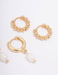 Gold Plated Freshwater Pearl Hoop Earring Pack - link has visual effect only