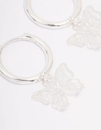 Silver Plated Filigree Butterfly Hoop Earrings - link has visual effect only