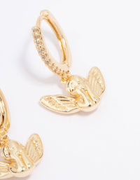 Gold Plated Cubic Zirconia Cherub Huggie Hoop Earrings - link has visual effect only