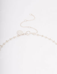 Silver Plated Diamante Cross Ball Link Pendant Necklace - link has visual effect only