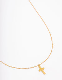Gold Plated Plain Mini Cross Pendant Necklace - link has visual effect only