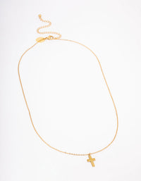 Gold Plated Plain Mini Cross Pendant Necklace - link has visual effect only