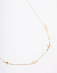 Gold Plated Simple Cross Station Chain Necklace - link has visual effect only
