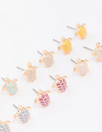 Gold Multi-Coloured Turtle Stud Earring 8-Pack - link has visual effect only