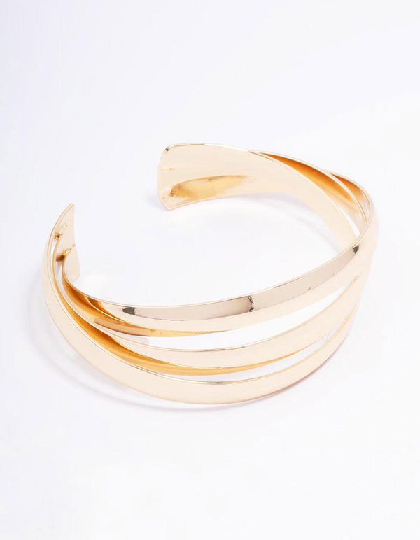 Gold Plated Chunky Twisted Wrist Cuff