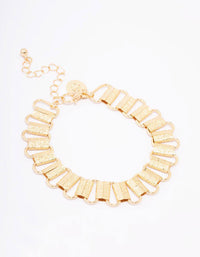 Gold Plated Link Chain Bracelet - link has visual effect only