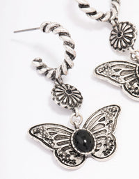 Antique Silver Butterfly Rope Drop Earrings - link has visual effect only
