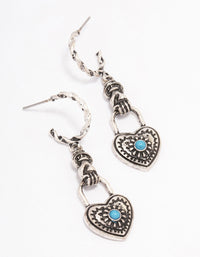 Antique Silver Heart Drop Earrings - link has visual effect only