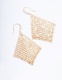 Gold Mesh Chain Statement Drop Earrings - link has visual effect only