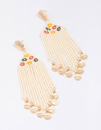 Gold Beaded Fringe Drop Earrings - link has visual effect only