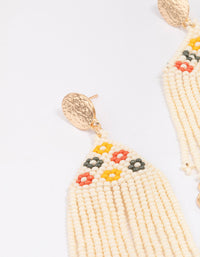 Gold Beaded Fringe Drop Earrings - link has visual effect only