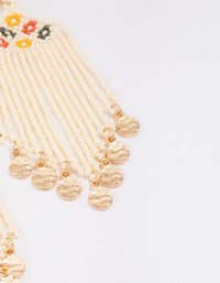 Gold Beaded Fringe Drop Earrings - link has visual effect only