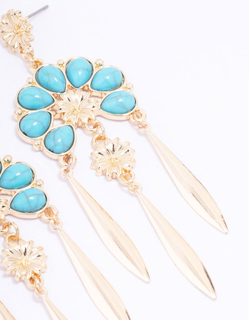 Gold Flower Tassel Drop Earrings - Lovisa