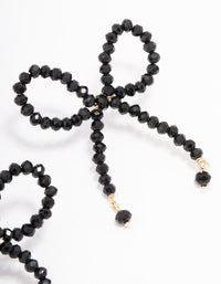 Black Beaded Bow Drop Earrings - link has visual effect only