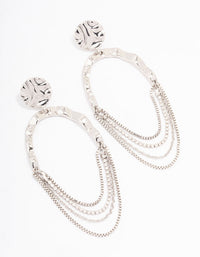 Rhodium Round Hanging Chain Drop Earrings - link has visual effect only