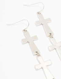 Rhodium Double Cross Drop Earrings - link has visual effect only